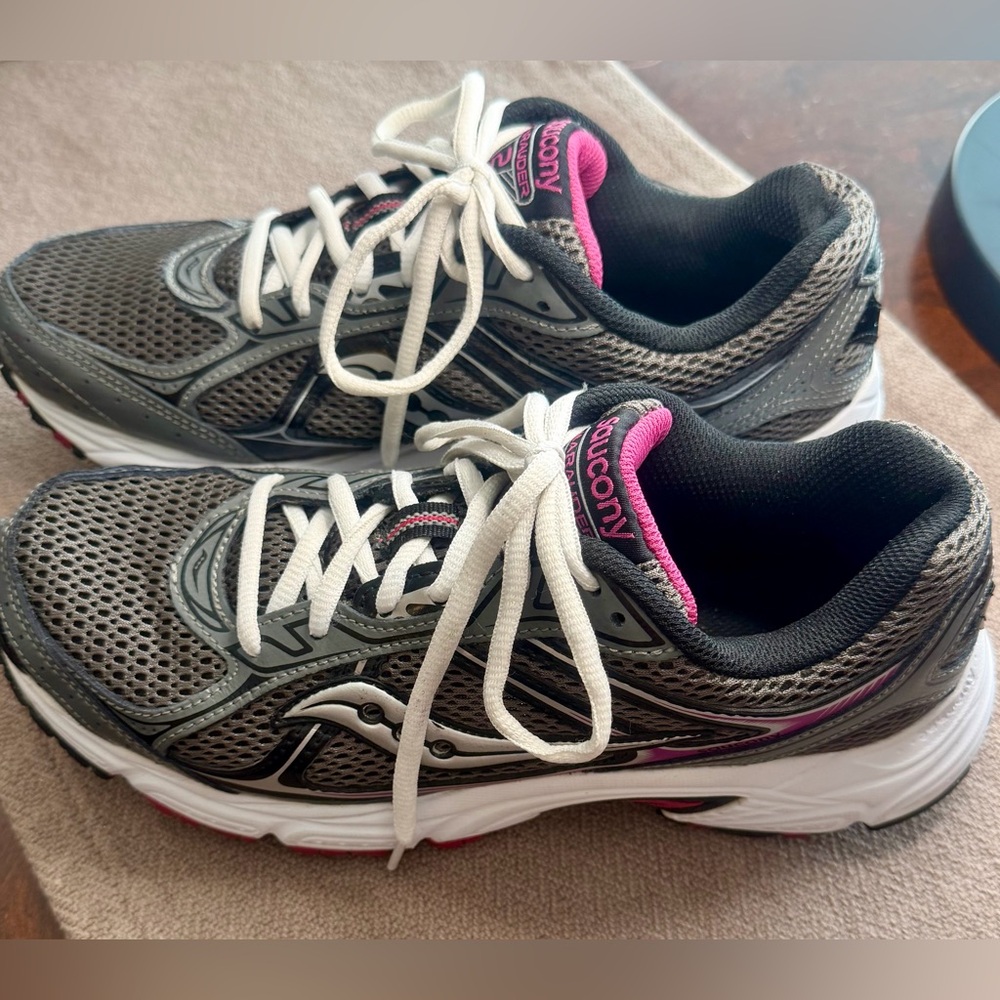 Saucony Women's Gray and Pink Running Shoes
Size 11 Excellent Condition